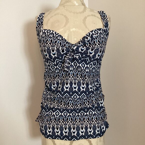 NWT KONA SOL TANKINI CAMI SWIM TANK TOP M SHIRRED SIDES BEACH POOL BOHO PRINT - Picture 2 of 3